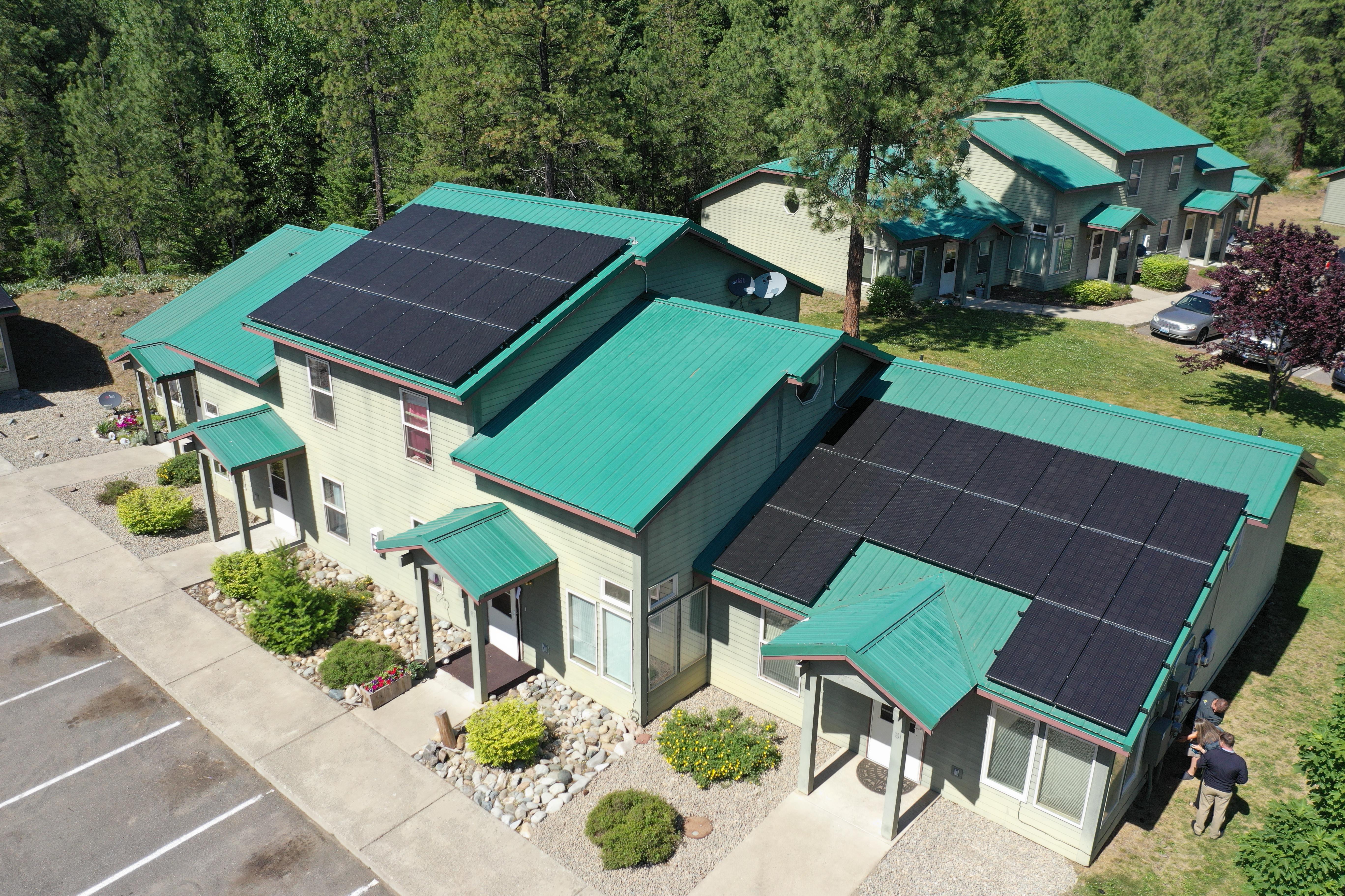 Aerial view of HopeSource solar panel array